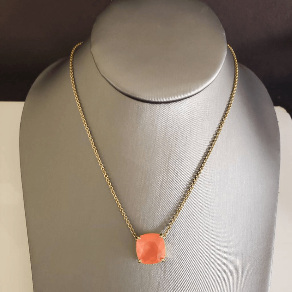 Kate Spade New York Cause a Stir Neon Pink Necklace Gold Plated Dainty Casual - Picture 1 of 7